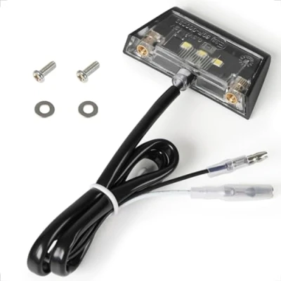 Abbildung von evermotor Universal Mini 12V 0.3W E32 LED Kennzeichenleuchte, Kennzeichenbeleuchtung Motorrad, E geprüft Auto Kfz Quad ATV schwarz Wasserfest IP67