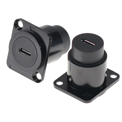 Abbildung von HangTon Wasserdichter USB C Kupplungsanschluss, D Typ Inline Kabel, Chassis Panel Buchse auf Buchse, Verlängerung, IP65 Schottkopf Pass Through