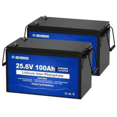Abbildung von DCHOUSE 48V 100Ah LiFePO4 Doppelpack Lithiumbatterie, wiederaufladbar für über 4000 Tiefenzyklen und BMS geschützt, geeignet Solaranlagen, Wohnmobile, Boote, Häuser, Solarpanelbanken Camping