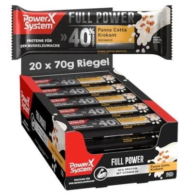 Abbildung von Power System Full Proteinriegel Panna Cotta Krokant 20x70g, 40% Eiweiß, High Protein