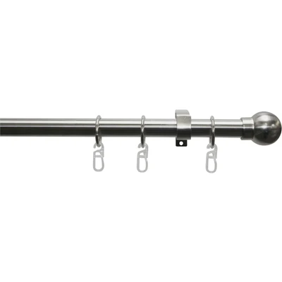 Abbildung von GARDINIA Gardinenstangen Set Kugel, 1 läufig, Komplettstilgarnitur inkl. Befestigungsmaterial, Ø 19 mm, 220 cm, Edelstahl Optik