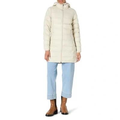 Abbildung von Amazon Essentials Damen Leichter, wasserabweisender Puffermantel mit Kapuze (erhältlich in Übergröße), Stone, XS