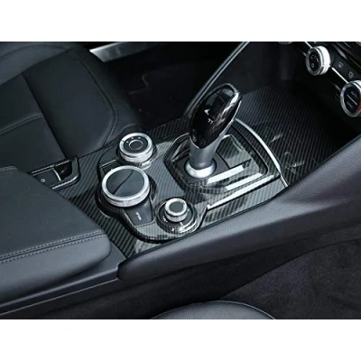Abbildung von Für Giulia Stelvio 20162018 Kohlefaser Stil ABS Chrom Mittelkonsole Dekoration Rahmen Verkleidung Abdeckung