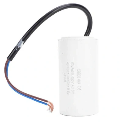 Abbildung von CBB60 Kondensator, Motorstartkondensator 450V 50uF Motorlaufkondensator Microfarad Kondensator Maschinenlaufkondensator für elektrische Haushaltsgeräte