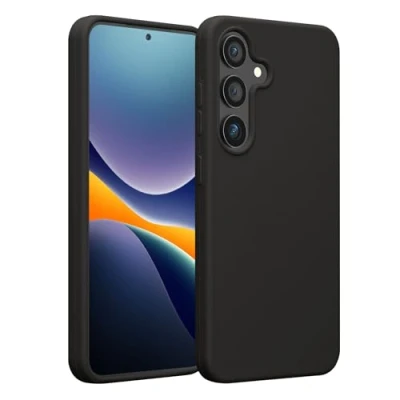 Abbildung von kwmobile Hülle kompatibel mit Samsung Galaxy S25 Plus Silikon Handy Case Handyhülle weiche Oberfläche kabelloses Laden Dunkelgrau