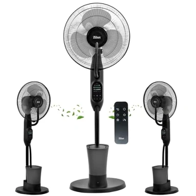 Abbildung von 3in1 Standventilator mit Wasserkühlung sehr leise Mobile Klimaanlage ohne Abluftschlauch Verdunstungskühler Aircooler Turmventilator Fernbedienung Luftreiniger Timer Tower Fan (Vader Black)
