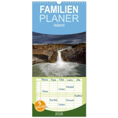 Abbildung von Familienplaner 2025 Island mit 5 Spalten (Wandkalender, 21 cm x 45 cm), CALVENDO