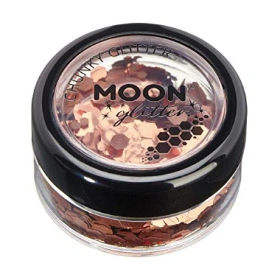 Abbildung von Klassischer grobkörniger Glitter von Moon 100% kosmetische Glitzer für Gesicht, Körper, Nägel, Haare und Lippen 3g Kupfer Bronze