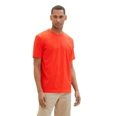 Abbildung von TOM TAILOR Herren T Shirt mit abstraktem Print, 13189 Basic Red, XL