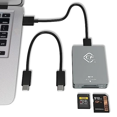 Abbildung von CFexpress Typ A Kartenleser,USB 3.2 Gen 2 10Gbit/s,Kartenlesegerät für SD/CFexpress Karten A,Tragbarer Aluminium mit Zwei Steckplätzen Reader, Unterstützt Windows/Android/Mac OS/Linux