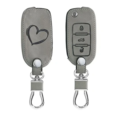 Abbildung von kwmobile Schlüsseltasche Autoschlüssel Hülle für VW Skoda Seat (1 tlg), Nubuklederoptik Kunstleder Schutzhülle Schlüsselhülle Cover