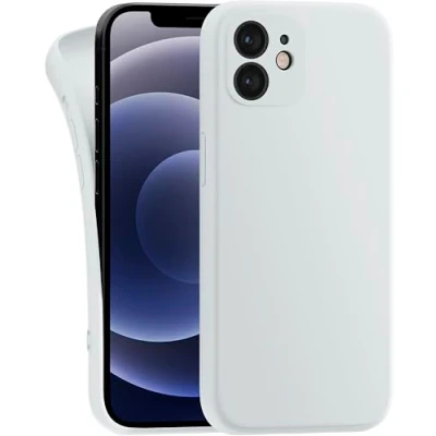 Abbildung von MyGadget Hülle Kompatibel mit iPhone 12 robuste Silikon Schutzhülle TPU Case Slim Silikonhülle Back Cover Kratzfest Handyhülle Matt Weiß