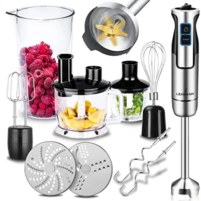 Abbildung von Lehmann Stabmixer Set Chopsui 1200 W Pürierstab mit Turbofunktion und Geschwindigkeitsregelung Elektrische Multifunktions Hand Blender inkl. 9 teiliges Zubehör