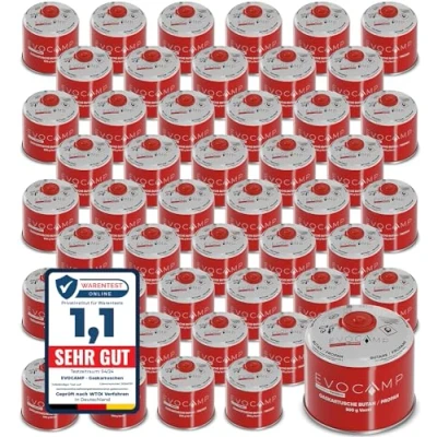 Abbildung von 48x Butangas Kartuschen 500g, Schraubkartusche mit Butan/ Propan Gas 899 ml, Gaskartusche EN417, Ventilkartusche Schraubverschluss, Kartusche Camping Gas, Gaskartuschen Schraubventil
