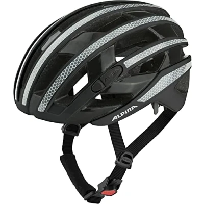 Abbildung von ALPINA RAVEL REFLECTIVE Reflektierender, Optimal Sichtbarer &amp; Sicherer Gravel Fahrradhelm Mit Optionalen LED Licht Für Erwachsene, black gloss, 55 59 cm