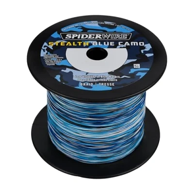 Abbildung von Spiderwire Unisex Erwachsene 1370461, Stealth Braid Superline Schnurspule, 1500 Yards, 0,1 cm Durchmesser, 45,4 kg Bruchfestigkeit, Blau Camo, Camouflage, 1500yd