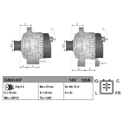 Abbildung von DENSO DAN1407 Lichtmaschine 14V 120A JAGUAR: X Type Limousine, Kombi