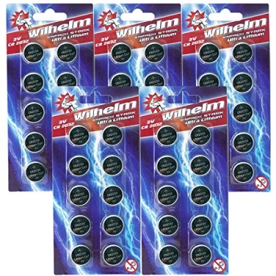 Abbildung von 50 x Knopfzelle CR2032 Wilhelm Batterie Lithium 3V CR 2032 Industrieware…