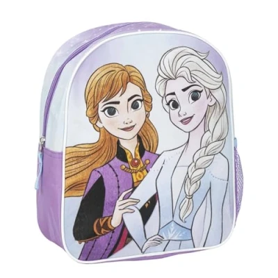 Abbildung von Schulrucksack für Kinder, die Eiskönigin, Blau, 25 x 20 29 cm, aus Polyester, mit Reißverschluss, bedruckt von Elsa und Anna, Originalprodukt, entworfen in Spanien, hellblau, Estándar, Casual