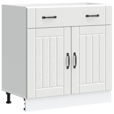 Abbildung von vidaXL Küchen Unterschrank Lucca Weiß Holzwerkstoff, Spülenunterschrank, Schrank Küche, Lagerschrank, für Küchenzeile