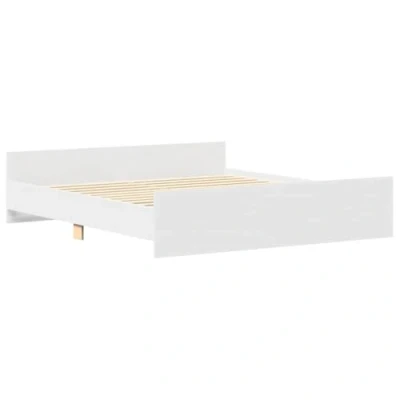Abbildung von vidaXL Bettgestell, Bettrahmen mit Lattenrost, Bett Gästebett Kopfteil Fußteil, Metallbett Doppelbett Schlafzimmerbett, Weiß 180x200cm