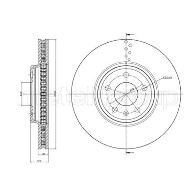 Abbildung von METELLI 23 1031C Bremsscheibe 320,0 30,0 5 68,0 Belüftet lackiert AUDI: A4 B8 Avant, Q5, A5 Coupe