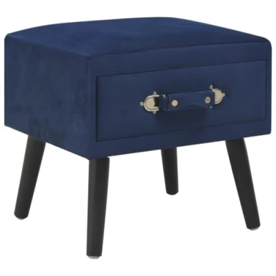 Abbildung von vidaXL Nachttisch mit 1 Schublade Nachtschrank Nachtkonsole Nachtkommode Schlafzimmer Kommode Schrank Beistelltisch Beistellschrank Blau Samt 40x35x40cm