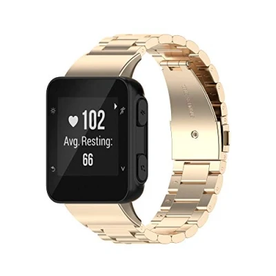 Abbildung von Yikamosi Kompatibel mit Garmin Forerunner 45 Armband,Schnellverschluss Edelstahl Metall Ersatzarmband Damen Herren Wristband Uhrenarmbänder für 45/Forerunner 45S/Swim 2,Champagner Gold