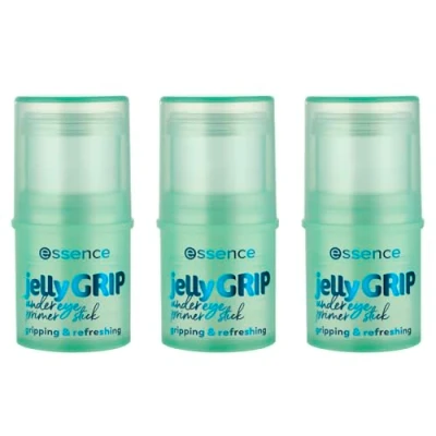 Abbildung von essence jelly GRIP undereye primer stick, Augenpflege, Transparent, feuchtigkeitsspendend, pflegend, grundierend, strahlend frisch, vegan, ölfrei, ohne Parfüm, Alkohol, 3er Pack (3x4.6g)