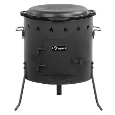 Abbildung von BBQ Toro Gusseisen Kazan 16 Liter mit Ofen Ø 40 cm XXL Gusstopf Deckel, Gusseisentopf Gulaschkessel, Feuerkessel, Outdoor Feuer Ofen, Eintopfofen, Feuerstelle, Utschak