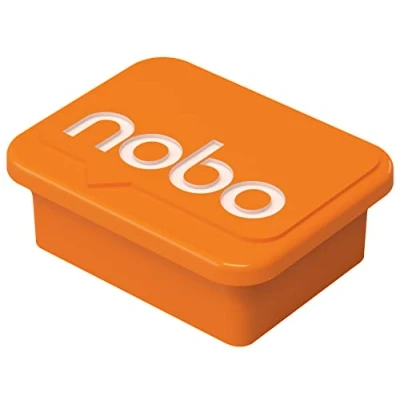 Abbildung von Nobo Magnete aus Kunststoff für magnetische Whiteboards, 4 Stück, Dry Wipe, 18 x 22 mm, Orange, 1905327
