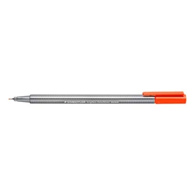Abbildung von STAEDTLER 334 201 Triplus Fineliner (Dreikant, Superfeine, Metallgefasste Spitze, Linienbreite ca. 0,3 mm, 10 Stück) neon rot