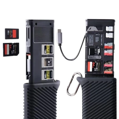 Abbildung von PGYTECH CFexpress Typ A/SD/Micro SD Kartenleser 10Gbps USB 3.2 Gen2, A/SD/TF Kartenhalter Aluminium Legierung, Kompatibel mit Kameras/Telefonen/Drohnen/Action Kameras(Schwarz)