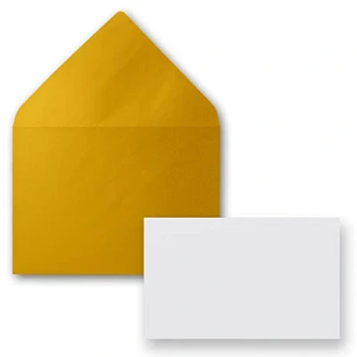 Abbildung von FarbenFroh by GUSTAV NEUSER 25x Stück Karte mit Umschlag Set Einzel Karten Din A8 7,1x4,5 cm Hochweiß Brief Umschlägen C8 7,6x5,2 Gold Metallic Nassklebung