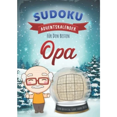 Abbildung von Sudoku Adventskalender für Opa: Weihnachtlicher Advents Kalender mit Rätsel Sudokus jeden Adventstag drei große Puzzle ... Rätselblock &amp; Rätselheft inkl. Lösungen