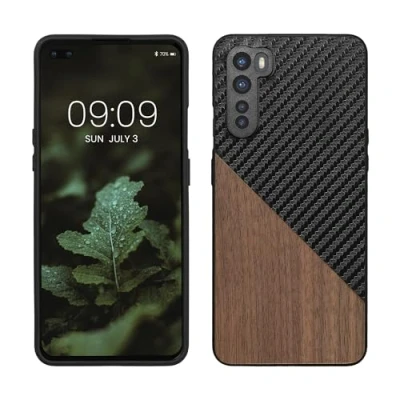 Abbildung von kwmobile Hülle kompatibel mit OnePlus Nord Handyhülle Handy Schutzhülle Smartphone Cover Dunkelbraun Schwarz