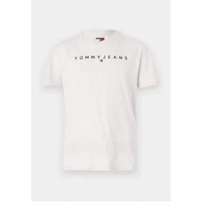 Abbildung von Tommy Jeans Linear LOGO TEE Tshirt print, Herren, Größe: 64, Oat marl