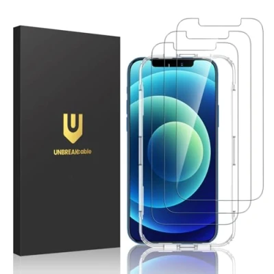 Abbildung von UNBREAKcable Panzer Schutz Glas für iPhone 12 und Pro [3 Stück] Schutzfolie, 9H Härte Schutzglas, 2.5D Double Defense Displayschutzfolie, Kratzfest, Anti Fingerprint blasenfrei