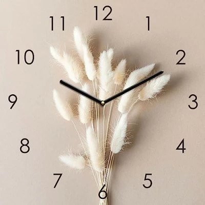 Abbildung von Levandeo® Wanduhr (Wanduhr 30x30cm Glasuhr Pampasgras Glasbild Uhr Wanddeko Wandbild)