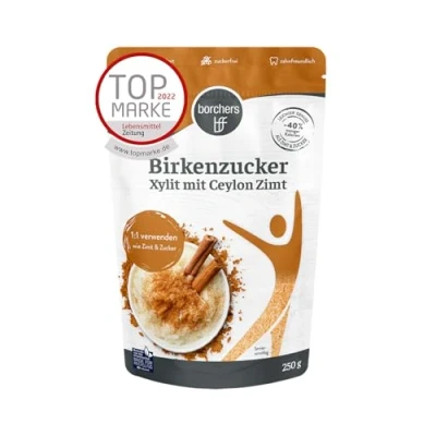 Abbildung von borchers Birkenzucker 100% Xylit mit Ceylon Zimt Zuckerfrei Zahnfreundlich weniger Kalorien 250g