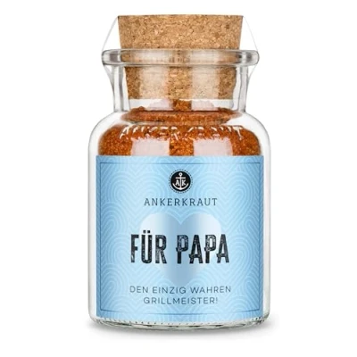 Abbildung von Ankerkraut für Papa Gewürz, Pfeffer Steak als Finisher, Geschenk Dad, Fleisch lecker würzen, beste Zutaten Sonderedition Väter, 85 g im Korkenglas