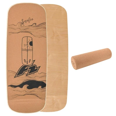 Abbildung von F2 Kork Balance Board Pill 73x28cm mit Korkrolle