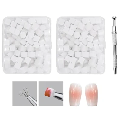 Abbildung von YPYMOD 200 Stück Nail Art Schwamm mit Metallgreifer, Sponge Nagel Pinsel, Nageldesign Zubehör Schwammpinsel, um eine Vielzahl von Gradient Patterns zu Erstellen(Weiß）