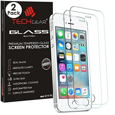 Abbildung von TECHGEAR [2 Stück] Schutzfolie kompatibel mit iPhone 5s / 5c 5 SE 1. Generation Glas Displayschutzfolie Anti Kratzer Schutzabdeckung