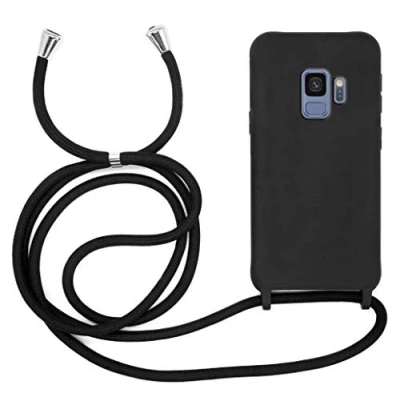 Abbildung von MyGadget Handykette für Samsung Galaxy S9 [ Hülle mit verstellbaren Band ] TPU Handyhülle Handyband zum Umhängen Kordel Schnur Case Schutzhülle Schwarz