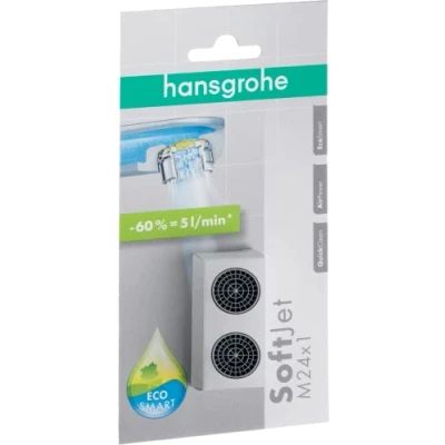 Abbildung von hansgrohe wassersparender Luftsprudler Wasserhahn, mit Durchflussbegrenzer 5 l/min, 2 Stück, M24x1, Strahlregler, Perlator für Wasserhähne