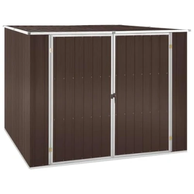 Abbildung von vidaXL Gerätehaus ohne Boden Doppeltür Schrägdach Geräteschuppen Schuppen Gartenhaus Gartenschuppen Braun 195x198x159cm Verzinkter Stahl