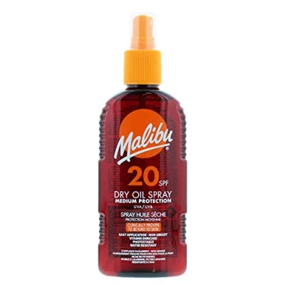 Abbildung von Malibu Wasserabweisendes, nicht fettendes Trockenöl mit mittlerem Schutz, Sonnenspray, LSF 20, 200 ml