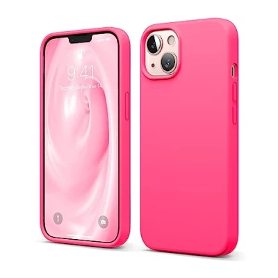 Abbildung von elago Liquid Silicone Case Kompatibel mit iPhone 13 Hülle (6,1&quot;), Hochwertiges Silikon, Rundumschutz Handyhülle : 3 Layer Struktur Schutzhülle, Kratzfestes Weiches Mikrofaserfutter (Leuchtende Rosa)