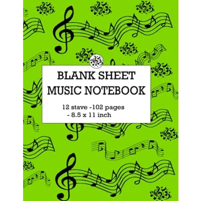 Abbildung von Blank Sheet Music Notebook:Music Manuscript Paper / White Marble Notebook for Musicians Composition Book: * Large 12 Stave 102 pages